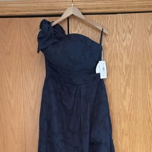 One shoulder navy formal gown